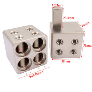 RT82 4Way 4GA keluar * 4 blok Terminal 1/0 pasang tembaga ganda 1/0 pengukur untuk 1/0 pengukur Input Amp pengurang Dengan Offset - Product Image 4