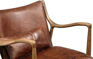 เก้าอี้แอนเดอร์สัน แอคเซนท์ ทำจากโครงไม้สักแท้และเบาะหนังสังเคราะห์เคลือบสีน้ำตาลเงา - Product Image 4