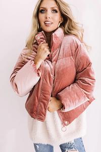 Femmes 2025 hiver XL fermeture éclair velours bouffant manteau col montant chauffant longue veste Style imprimé matelassé vêtements d'extérieur - Product Image 5