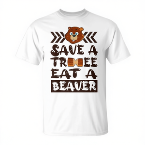Camiseta divertida con estampado gráfico de vida silvestre, unisex, para adultos, de manga corta, cuello redondo, con estampado digital, Save A Tree Eat A Beaver - Product Image 2