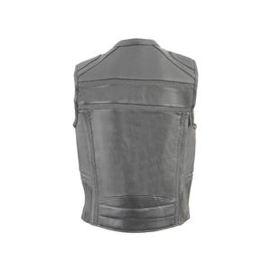Fashion Mens Biker Leather Waistcoat <b>Black</b> <b>Vest</b> Motorcycle & Auto Racing - Product Image 4