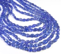 Perles ovales en Tanzanite bleue 100% naturelle, polies et lisses, de haute qualité, pleochroïques, avec remplissage de fissures, 5x4-9x6mm, brin de 4 pouces, pour DIY