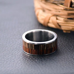 แหวนแต่งงานเหล็กดามัสกัสทำด้วยมือ/แหวนหมั้นสำหรับผู้ชายทำด้วยมือทำจากสเตนเลสงานไม้ - Product Image 5