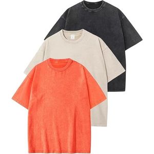 Hot Selling 2025 Men's Cotton T-<b>Shirt</b> Custom Embroidery Logo Heavyweight Oversized Street Style Casual <b>Tee</b> - Product Image 5