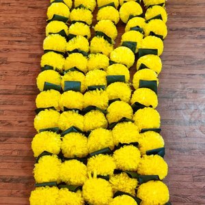 Guirnalda de caléndula de cuerdas largas Amarilla y Naranja tradicional hecha a mano, flor artificial colgante, flores decorativas para boda, OEM - Product Image 1