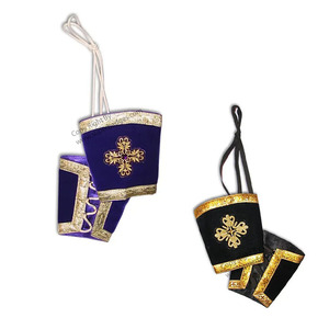 Masonic Gauntlets Cuffs Double Silver Braid for Masonic Regalia Uniforms - Product Image 1