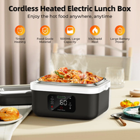 Kotak Makan Siang Elektrik Tanpa Kabel Portabel dengan Pemanas Tanpa Air, Bento Baja Tahan Karat 304 1.0L, Baterai 8000mAh untuk Perjalanan dan Rumah