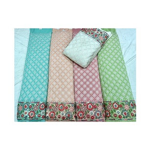 Tissu en dentelle Georgette brodé de haute qualité avec bordure pour la fabrication de robes de mariée pour dames et hommes de l'exportateur indien - Product Image 1