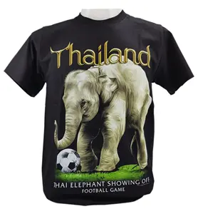 Thai Elephant Kick Size S T-Shirt 100% Cotton Fabrication Black Thai Original Graphic Designed Premium Quality Screen Printings