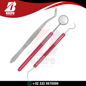 Kit d'examen dentaire en acier inoxydable de haute qualité, ensemble de 3 pièces, couleur rouge anodisé - Product Image 6