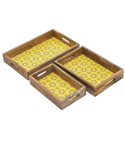 Bandeja Plegable Ecológica de Madera con Asas de MDF, Diseño de Cuero Láser Tostado en Nogal Gris, Acabado Pulido, Almacenamiento de Objetos Pequeños - Product Image 6