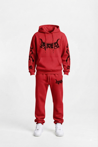 Ensemble de survêtement gothique marron pour homme, sweat-shirt à capuche et pantalon en molleton de coton à manches longues avec motif imprimé blanc, idéal pour l'automne - Product Image 4