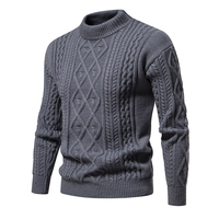 Pull décontracté pour homme, coupe ajustée, manches longues, col rond élégant, chaud et respirant pour l'hiver, 100 % coton, anti-plis