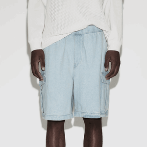 กางเกงยีนส์ขาสั้นผู้ชายคุณภาพสูงปี 2025 สไตล์สตรีทแวร์ คริสตัล หลวม ทรงแบ็กกี้ วินเทจ ล้างสี ประดับคริสตัล - Product Image 5