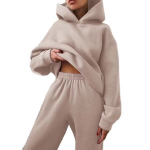 Ensemble de survêtement décontracté pour femme, pantalon de jogging en molleton avec logo sur le devant - Product Image 1