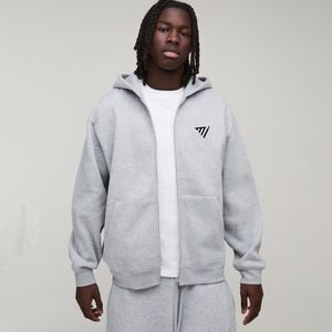 Mens <b>Grey</b> <b>Zip</b> <b>Up</b> <b>Hoodie</b> Streetwear Plain Sweatshirt Soft Cotton Fleece Hooded Jacket Casual Warm Winter Fashion Wear Hoodies - Product Image 1