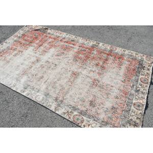 พรมขนสัตว์สีเบจสีแดงแบบคลาสสิกขนาด4.4x7.9ฟุตสไตล์กิลิมขนาดใหญ่สไตล์ตุรกีสี่เหลี่ยมผืนผ้าพรมยางรองหลังสำหรับโถงทางเดินหนา10มม. - Product Image 2