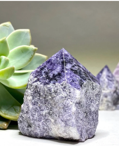 LEPIDOLITE-Puntos de cristal crudo/punto de lepidolita semipulido, torres de punto, piedras de punto crudo - Product Image 2