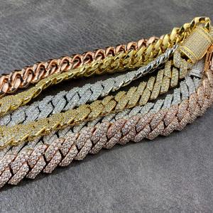 Collier de luxe chaîne cubaine Iced Out en or blanc, or jaune, or rose 14K 18K avec diamants Moissanite, style Hip Hop, le plus populaire de 2025 - Product Image 3