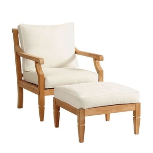Teak Lounge <b>Chair</b> for <b>Reclining</b> Outdoor Dubai with Footrest Natural Fine Sanded Color in Teak <b>Wood</b> - Product Image 2
