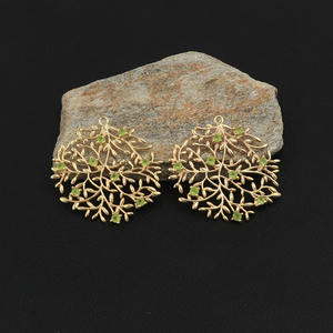 Abalorios de piedras preciosas de Prehnita hechos a mano chapados en oro, conjunto de componentes de una sola punta, pendientes de moda para fiestas, joyería al por mayor - Product Image 3