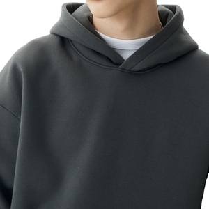 Vente en gros de 350 grammes de sweat à capuche polaire d'hiver pour hommes surdimensionnés pull à capuche vierge uni avec motif solide pour l'hiver - Product Image 3