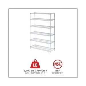 Alera ALESW664818SR NSF Certified 6-<b>Shelf</b> 48 In. X 18 In. X 72 In. <b>Wire</b> Shelving Kit-Silver Standing Type Installation - Product Image 5
