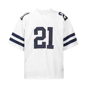 Maillot de football blanc personnalisé avec des rayures noires et le numéro 21, coupe ample, tissu en maille, vêtements de sport d'équipe - Product Image 4