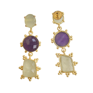 Wholesale Brass Drop <b>Earrings</b> Bulk Raw Natural Stone Design Rhodium Plated Brass Hypoallergenic Safe Wear Premium B2B Ready - Product Image 4