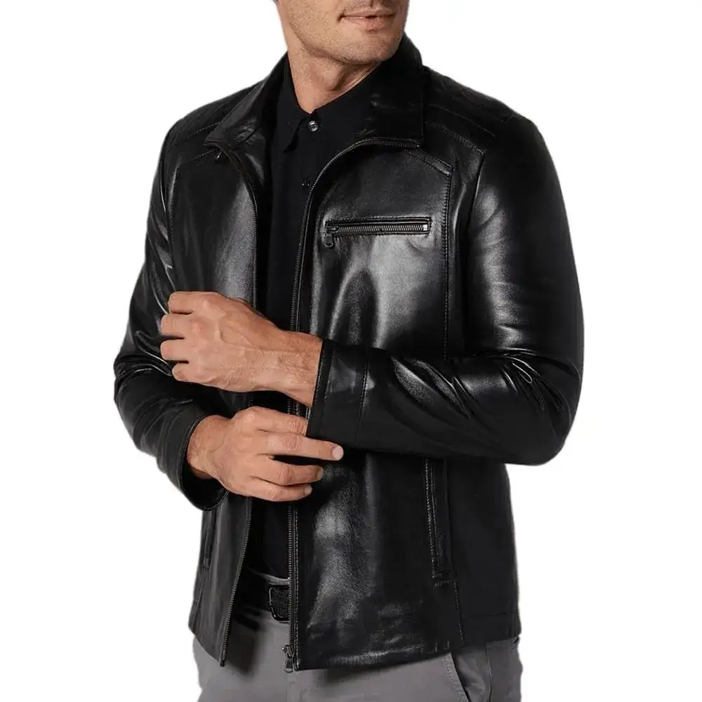 Новая супер мягкая мужская черная замшевая и простая кожаная куртка полностью индивидуализированная с 100% оригинальной овчиной застежкой спереди стильная молния