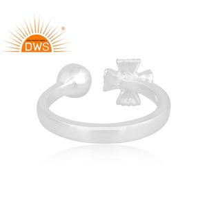 Latest Fine Sterling Silver Natural Rainbow <b>Moonstone</b> Gemstone Adjustable Ring Custom Jewelry Manufacturer - Product Image 4