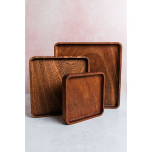 Plateau de service carré en bois élégant organisateur de cuisine plateau de service alimentaire pour fournisseurs en gros au meilleur prix - Product Image 5