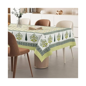 Rustic Look Striped Woven Reuseable 100% Cotton Embroidered <b>Waterproof</b> Oilproof Customizable <b>Table</b> Cloth 70x90 Inches 190 GSM - Product Image 3