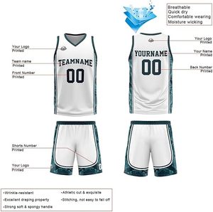 Ensemble de maillots de basket-ball réversibles antibactériens personnalisés 100% polyester respirant unisexe pour votre propre équipe de basket-ball - Product Image 6