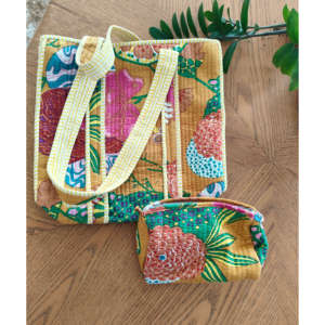 Tuscan Sun <b>Water</b> Resistant Tote Bag with Embroidered <b>Pouch</b> Cotton Lining Zipper Closure Solid Color All-Season - Product Image 1