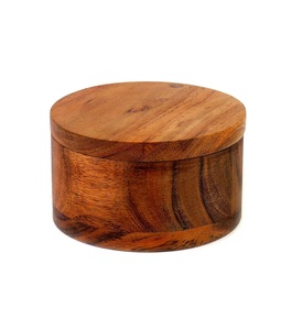 Sal de madera de acacia o caja de especias con cubierta giratoria perfecta para mantener las hierbas de sales gourmet de mesa o los condimentos favoritos - Product Image 1