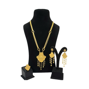 Nouveau à la mode 24KT plaqué or femmes pendentif collier ensemble Style arabe bijoux fins pour les mariages et les fêtes - Product Image 1