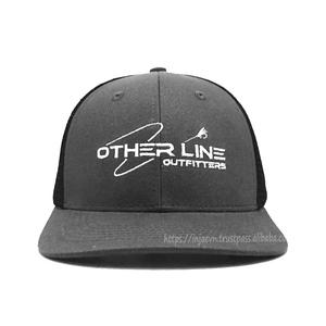 Sombreros deportivos de alta calidad informales unisex, sombreros de camionero bordados con logotipo personalizado, malla gris/negra transpirable - Product Image 1