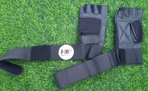 Guantes de fitness de medio dedo para hombres y mujeres Protección de muñeca antideslizante duradera Prevención de callos de Spandex para deportes de cuero con peso - Product Image 2