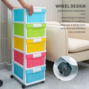 Nhà máy OEM ODM 3/4/<span class=keywords><strong>5</strong></span> lớp nhà đầy màu sắc đa năng đồ lặt vặt Kid bé nhựa lưu trữ Tủ Ngăn Kéo cho quần áo với bánh xe - Product Image 4