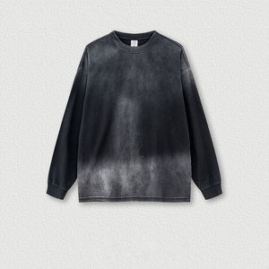 MOTE-MH142เสื้อยืดคู่รักแขนยาวแฟชั่นอเมริกาสำหรับฤดูใบไม้ร่วงและฤดูหนาวเสื้อยืดผ้าฝ้ายสีพื้นแบบสวมหัวสำหรับผู้ชายทรงหลวม260กรัม - Product Image 6