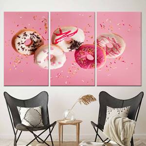 Tableau imprimé sur toile : Art sur verre trempé « Pink Doughnuts », toile enveloppée 3P - Product Image 1