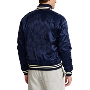 Wholesale 100% Polyester Satin <b>Baseball</b> Varsity <b>Jacket</b> Custom Logo Best Quality Waterproof Windbreaker Appliques Solid Stand - Product Image 3