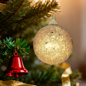 Set di 6 Decorazioni Natalizie in Plastica di Alta Qualità Fatte a Mano con Finitura Metallica 7 cm Dimensioni Personalizzabili per Feste Festive - Product Image 1