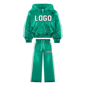 Survêtement Lavé à l'Acide en Molleton de 100% Coton Design Personnalisé Style Baggy avec Strass Respirant et Séchage Rapide pour Adultes - Product Image 4