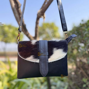 Sac à bandoulière en cuir véritable de vachette naturelle, style western, élégant, multi-usages, design unique - Product Image 1