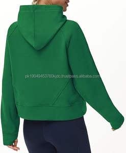 Sweats à capuche pour femmes demi-fermeture éclair à manches longues polaire pull court sweats avec poches trou pour le pouce - Product Image 5