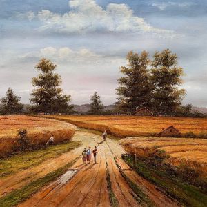 Dipinti a Olio Astratti Moderni 100% Fatti a Mano 20\"x24\" su Tela, Paesaggio Classico con Alberi per Decorazione Murale del Soggiorno - Product Image 5