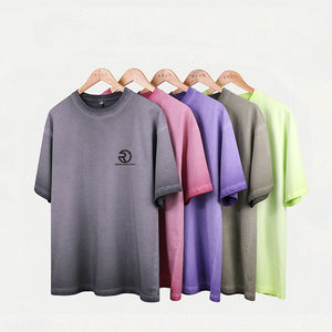 เสื้อยืดผ้าฝ้ายธรรมดาฟอกสีกรดเสื้อยืดผู้ชายเสื้อยืดโลโก้ออกแบบได้ตามต้องการ - Product Image 1