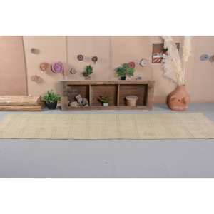 Alfombra turca vintage de 33x124 pies, área grande, rectángulo, minimalista, detalles amarillos, látex de lana para sala de estar, pasillo, Patchwork - Product Image 1